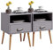 Joolihome Wood Bedside Table Set of 2 Cabinet Storage Nightstands 1 Drawer with Metal Handle, 42 x 42 x 56 cm (Grey, 2)