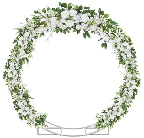 6.5 Ft Round Metal Arch Garden, Arbor for Garden, Indoor and Outdoor, Party Decoration, Easy Assembly (with Support Legs, Ground Anchors, Screwdriver, Instructions)
