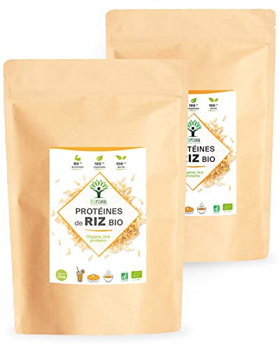 Protéine de Riz Bio - Bioptimal - 80% de Protéines - 12% de BCAA - Energie Sport Musculation - Poudre de Riz Brun Germé - 100% Pur - Whey Végétale - Conditionné en France - Certifié Ecocert - 3 kg