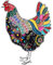 DOWAY Broche en forme de poule en émail floral avec strass et animaux de la ferme - Bijoux pour femmes et filles - Cadeaux pour femmes et filles, 40mm x 32mm, Émail, alliage de zinc, Grès