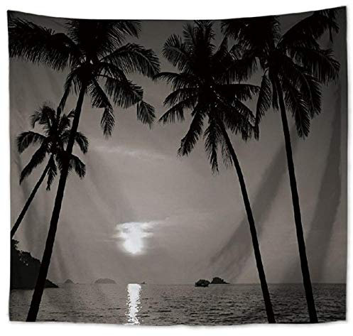 Tapiz de Bosque Mar Cocotero Colgante de Pared Tapices de Playa Verano Playa Tapiz de Pared Grande Boho Hippie Decoración del hogar