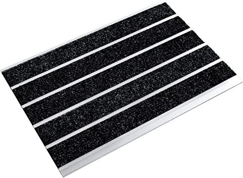Floordirekt Aluminiummatte | Select Mat Ribbed | Textilfaser-Streifen | Schmutzfangmatte für Innen- und Außenbereich | Fußmatte mit Grobfasern (42 x 60 cm)
