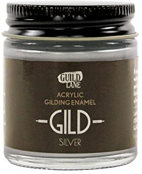 Guild Lane - GILD Acrylic Gilding Enamel Paint - Silver - Furniture, Metal, Glass, Wood, Plastic, Ceramics & More - Water-Based Metallic Paint - 30ml Jar
