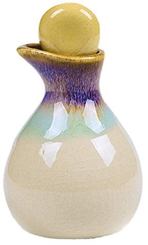Healifty Japanese Style Ceramic Soy Sauce Bottle Porcelain Olive Oil Vinegar Dispenser Cosmetic Storage Essentials Oil Jar (White)