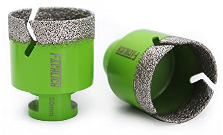 FACHLICH Diamond Core Drill Bit,2pcs Diameter 50mm Thread M14,Vacuum Brazed Dry Wet Hole Saw for Porcelain Tile,Granite,Marble,Concrete,Masonry,Brick