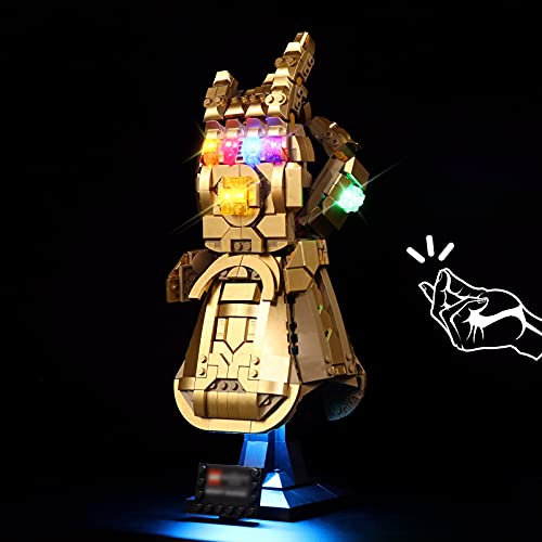 cooldac LED Light Kit for Lego Marvel Infinity Gauntlet 76191 Building Set, Decoration Lights for Thanos Right Hand Gauntlet Model, Voice Control Lighting for Infinity Stones (Lights Only,No Model)