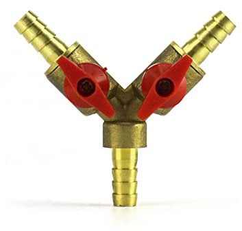 QWORK® 3 Wege Schlauchverbinder, Splitter, Messing und Zinklegierung, 8 mm, Kugelhahn, T-Schlauchverbinder für Tischlerarmatur Luft Wasser Gas, 1 Stück