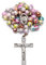 Mehrfarbiger katholischer Rosenkranz in 0,8 cm großen Arlecchino-Perlen mit dekoriertem Mittelstück Our Lady of Sorrow, Glas, Zinn, ohne Edelstein, Perle, Kein Edelstein