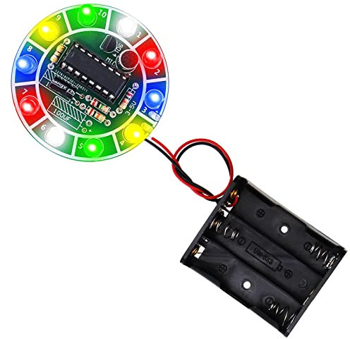 VGOL Lötprojekt DIY Elektronische Kits Leiterplatten-Übungskit Buntes LED-Spinnrad Drehen mit Musik für Erwachsene Kinder Anfänger