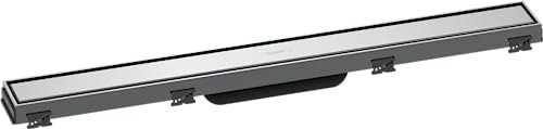 hansgrohe Fertigset Duschrinne RainDrain Match, Abflussrinne 700mm, Bodenablauf Dusche mit höhenverstellbarem Rahmen, Chrom