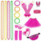 90er 80er Jahre Accessoires Set Neon 80er Jahre Outfit Damen Mottoparty Sport Aerobic Outfit 80er Bauchtasche Damen kleidung Typisch 80er Jahre Neon Rock Stulpen Stirnband Schweißbänder (Rose)