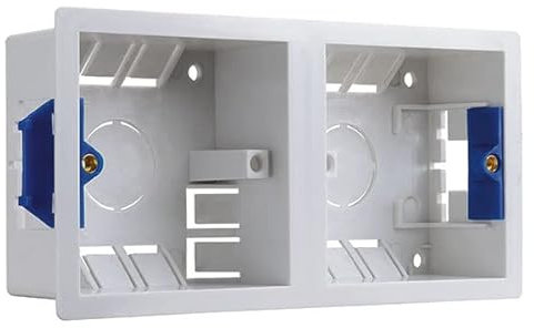 Litt up Dual Dry Lining Back Box/Pattress Box (2X 1-Gang) with Adjustable Lugs 35mm - White, 13.0 cm*10.0 cm*3.0 cm Premium Quality Strong Box