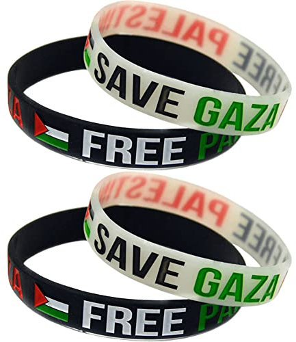 Vepoty Silikonarmband 4pcs Freies Palästina Silikon Handgelenkband Motivationssportarmband Palästinensischer Gazastreifen
