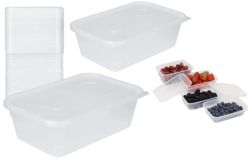 Homey Mart 50 x Food Storage Containers with Lids Airtight Everyday Use Premium Quality Clear Plastic Takeaway Freezer and Microwave Safe - 650ml
