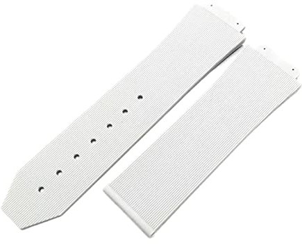 Uhrenarmband for Hublot weibliche Frauen Gummiband wasserdichtes Silikon Uhrenarmband 15 * 21 mm Band 18 mm Logo auf Riemen Schmetterlingsschnalle (Color : White strap, Size : Without buckle)