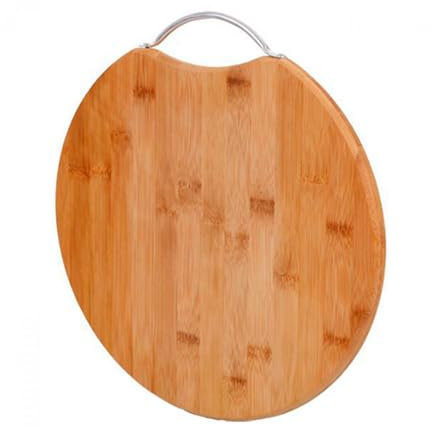 Tagliere Tondo da 30 cm in Legno di bambù Resistente,con Manico in Metallo, Tagliere 30x30x1,8 cm, da Cucina, Vassoio da Portata per servire Formaggi e Salumi,per Tagliare Pane, Pizza, Aperitivo