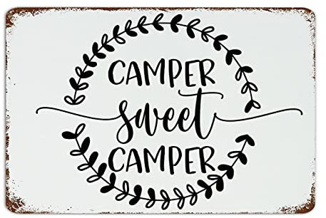 Targa in metallo con scritta Camper Sweet Camper, stile retrò, per patio, sala da pranzo, cucina, garage, 30,5 x 45,7 cm, per giardino