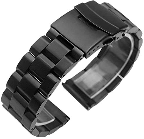 DHAEY 18mm 19mm 20mm 21mm 22mm 23mm 24mm Universelles massives Edelstahl-Uhrenarmband Metall-Armband Link-Armband-Bügel-Zubehör Uhrenarmband Edelstahl (Color : Black, Size : 23mm)