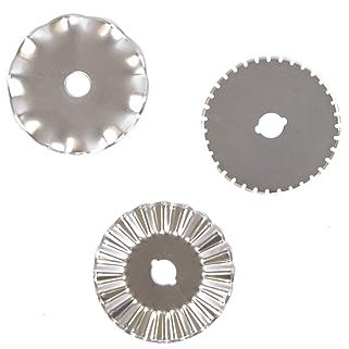 Craftelier - Pack de 3 Cuchillas con Formas de Recambio para Cutter Rotatorio de 45 mm | Incluye Cuchilla de Corte Ondulado, ZigZag y Discontinuo | Fabricadas en Acero | Diámetro de Cuchilla 45 mm