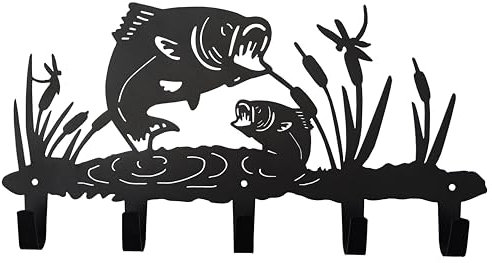 VIVICOMFY Kleiderhaken aus Metall, Wandkunst, Dekoration, Fisch-Kleiderbügel und Schlüsselhalter, Kleiderständer und Rucksackaufhänger, Tier-Themen-Haken, süße Heimdekoration für Lagerung, Wohnzimmer,