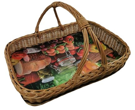 Weidentablett mit Querstange 50x35x29 cm Rechteckig Braun