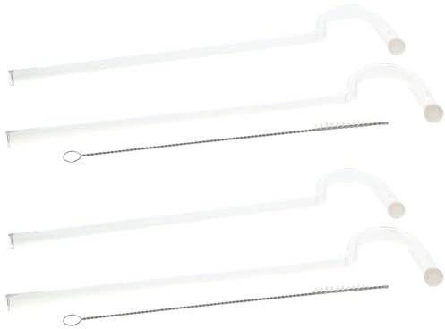 hobbyme Pajitas antiarrugas, 2 pajitas de vidrio reutilizables con cepillo de limpieza, pajitas transparentes portátiles dobladas, accesorios para tazas