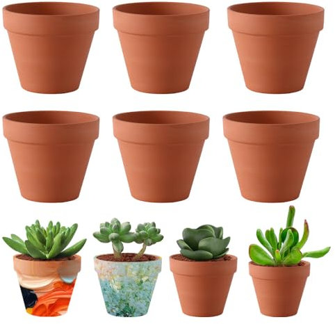 TGKYK Pot Terre Cuite, 6 Pièces 10cm Pots en Terre Cuite avec Trou Dévacuation, Petit Pot de Fleur, Pot de Fleur Terre Cuite pour la Culture de Plantes, la Décoration Intérieure et Extérieure