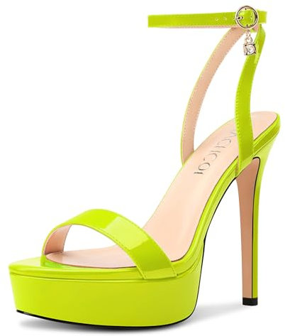 Aachcol Donna Aperte sulla Punta Piattaforma Spillo Tacco Heels Cinturino alla Caviglia Alto High Tacco Heel Sandali Sexy Slingback Dress Scarpe 13 CM Heels Verde Lime 42 EU
