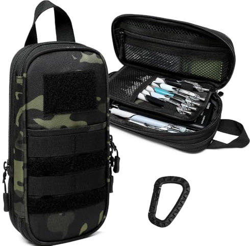 BlesMaller Federmäppchen Teenager Schulsachen Mäppchen Etui Taktische Federtasche für Schule & Büro Ausbaufähig Stiftemäppchen (Camo)