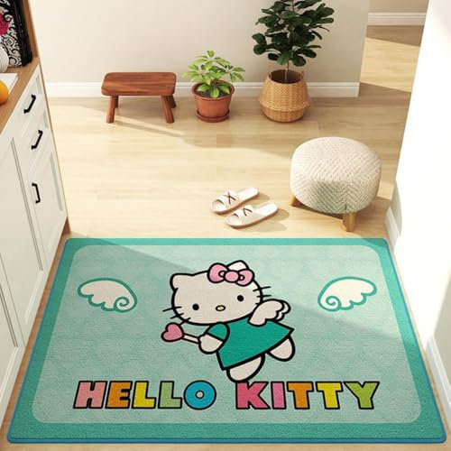 JIDANHUIPQ Anti-Rutsch-3D-Druck Hello Kitty Kinderteppich, Schlafzimmer Und Wohnzimmer Dekoration, Bereich Teppich Anti Rutsch Bodenmatte,80 * 120cm