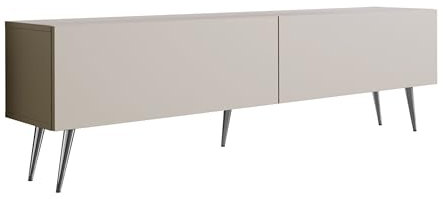 3E 3xE living.com TV-Schrank: Zwei Türen, Zwei Regale, Farbe Kaschmir, Chrombeine, A: B: 170 cm, H: 52 cm, T: 32 cm,