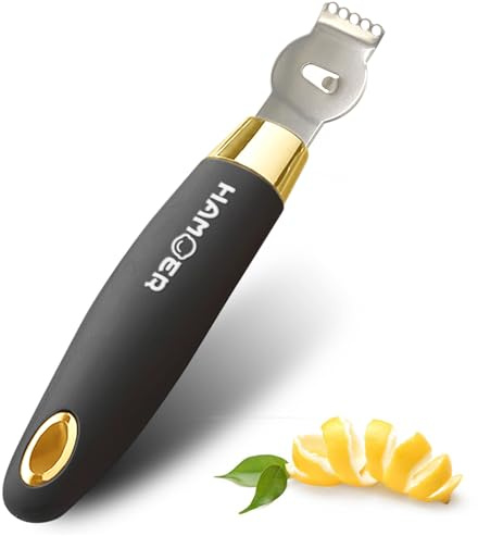 HAMOER Lemon Citrus Zester Channel knife for Lemon Twist Grates 2in1 Tool