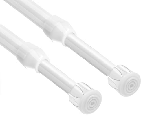 Vista 60-110cm Extendable Curtain Poles No Drilling Shower Curtain Pole Spring Tension Rods for Eyelet Curtains, DIY Projects for Kitchen, Bathroom, Cupboard, Window, Bookshelf, Wardrobe 2 Packs White