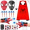 Set di 2 Spiderm Guanti per Bambino, Launcher Glove Guanti Launcher per Giochi con mantello del ragno, Spiderm Maschera e Tatuaggi, Spiderm Web Launcher Toy, Giocattolo Educativo per Bambini(E)