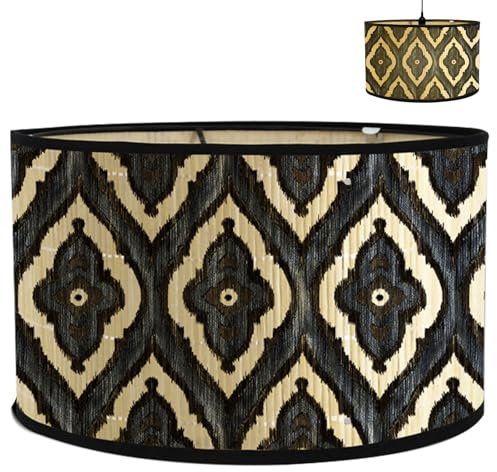 Yunlaishaocer Gewebtes Lampenschirm,30x20CM lampenschirme Hängelampe, Abnehmbarer Lampenschirm für Tischlampe mit Antikem Aufdruck, Stehlampe, Nachttisch lampenschirme,LampenschirmStehlampe Retro(A)