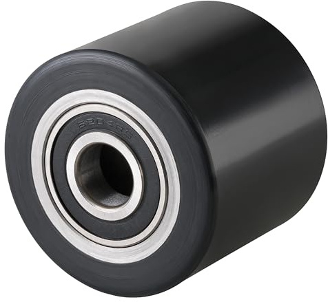Hubwagen Rolle Polyurethan schwarz 80 x 70 mm, Achse 17 mm - Ersatzrolle inkl. Kugellager