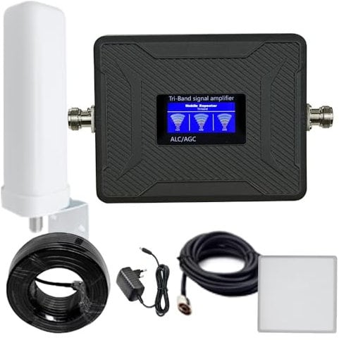 Licenza-CE AGC Ripetitore Amplificatore Segnale Cellulare 2G 3G 4G LTE GSM WCDMA, Banda 1 3 8, 900/1800/2100 mhz (nero)
