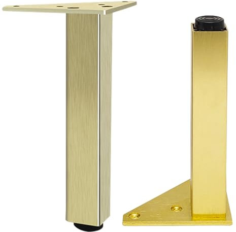 SZLXJMFL Tischbeine Gold 40cm, 4 Stück Verstellbar Möbelfüsse Quadrat Aluminiumlegierung | Eloxierte Oberfläche Höhe: 6-60cm Couchtischbeine Tischfüße Sofasfüße-40cm/15.7