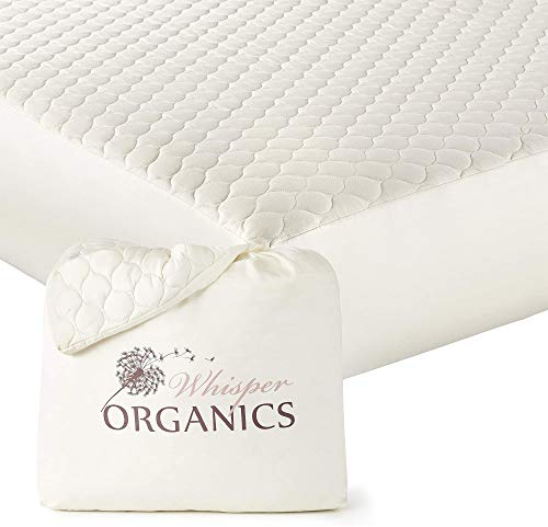 Whisper Organics 100% Bio-Baumwolle, gesteppter Matratzenschoner, atmungsaktive Matratzenauflage, 40 cm hoch, GOTS Zertifiziert, Matratzenbezug 140x200 cm, Elfenbein