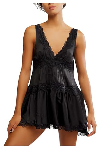 Free People Women's IN THIS GROOVE MINI SLIP, Black, L