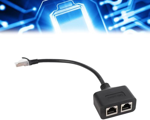 TICFOX Distribuidor LAN RJ45, Cable Divisor Adaptador Distribuidor Ethernet de 1 a 2 Puertos Divisor de Red LAN para Televisión en Red, Ordenador Portátil, Router
