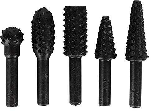 5 piezas Burr Escofina Set, archivo de talla de madera Escofina talla de madera rebabas brocas giratorias cabeza de molienda en relieve para carpintería