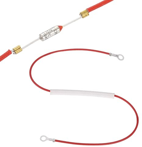 sourcing map Universal Rice Cooker Temperature Fuse, 172°C 10A 250V Metal Thermal Fuse with Both End Ring Terminal Fiberglass Sleeving for Electric Pressure Cooker Repair Part