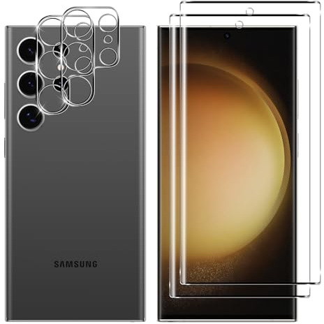 Kokio für Panzerglas für Samsung Galaxy S23 Ultra Schutzfolie, 2 Stück Schutzglas mit 2 Stück Kameraschutz Glas, 9H Härte Displayschutzfolie, 0.33 mm HD Klar, Anti-Kratzer, Blasenfrei