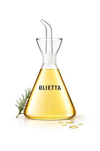 Olietta Konischer Ölflasche Tropf- und auslaufsichere aus Glas 500 ml Olivenöl Flasche mit Ausgießer - Ölspender zum Ausgießen & Träufeln - Leicht zu reinigen - Öl Dosierflasche