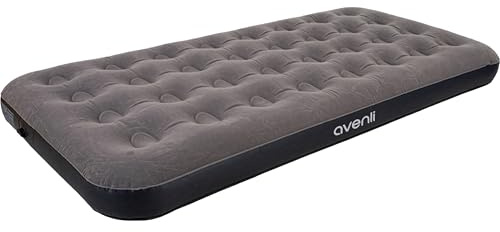 AVENLI Luftmatratze Camping Twin-Size 191x99x22 cm, Gästebett 1 Person, Coil-Beam, beflockt, bis 150 kg, grau/schwarz, ohne Pumpe