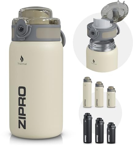 ZIPRO Edelstahl Trinkflasche 500 ml vakuumisoliert 12h heiß auslaufsicher | Temperaturleistung 24h kalt, BPA-freies Material, dichter Verschluss, für Sport Büro Wandern und Outdoor, für Erwachsene