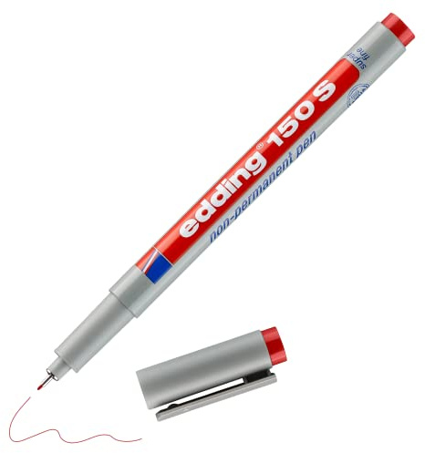 edding 150 S non-permanenter Folienschreiber - rot - 1 Stift - Rundspitze 0,3 mm - Stift zum Schreiben auf Glas, Kunststoff, Folien und glatten Oberflächen - schnelltrocknend, mit Wasser korrigierbar