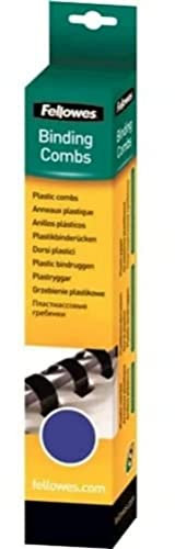 Fellowes Binderücken für Plastikbindung, 10 mm Durchmesser, 21 Ringe, für A4 Dokumente, blau, Packung mit 25 Stück