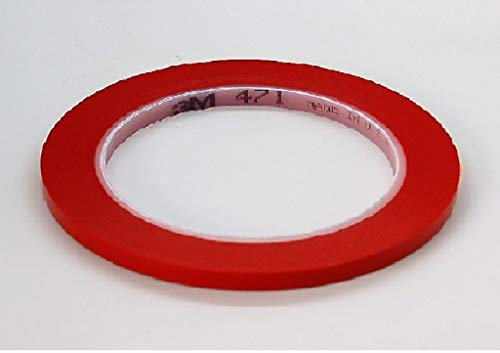 3M 471 Blue, Red, Yellow Colours 33 Meters Vinyl Tape for Decoration, Craft, Masking, Marking with Width Variations (Red, 3mm)